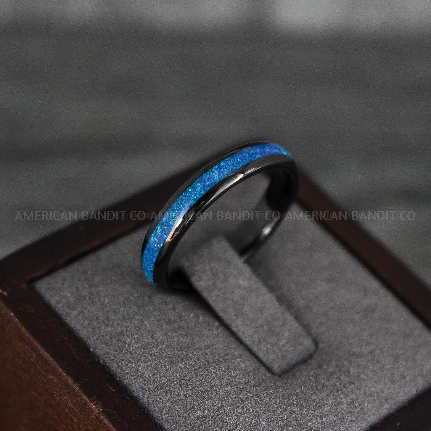 IMG_7884 Opal Ring, Opal Wedding Band, Galaxy Ring, Galaxy Wedding Band, Crushed Opal Wedding Ring - Image 1