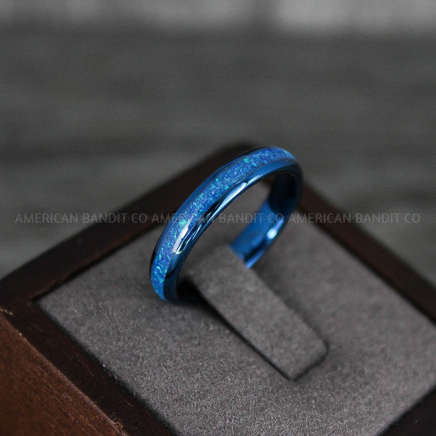 IMG_7885 Opal Ring, Opal Wedding Band, Galaxy Ring, Galaxy Wedding Band, Crushed Opal Wedding Ring - Image 1