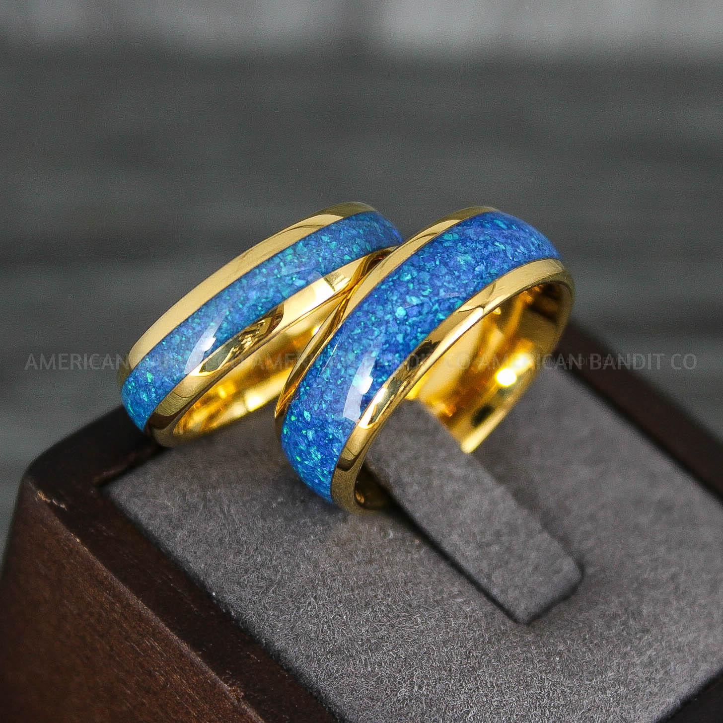IMG_7890 Opal Rings, Opal Wedding Bands, Galaxy Rings, Galaxy Wedding Bands, Crushed Opal Wedding Rings - Image 1