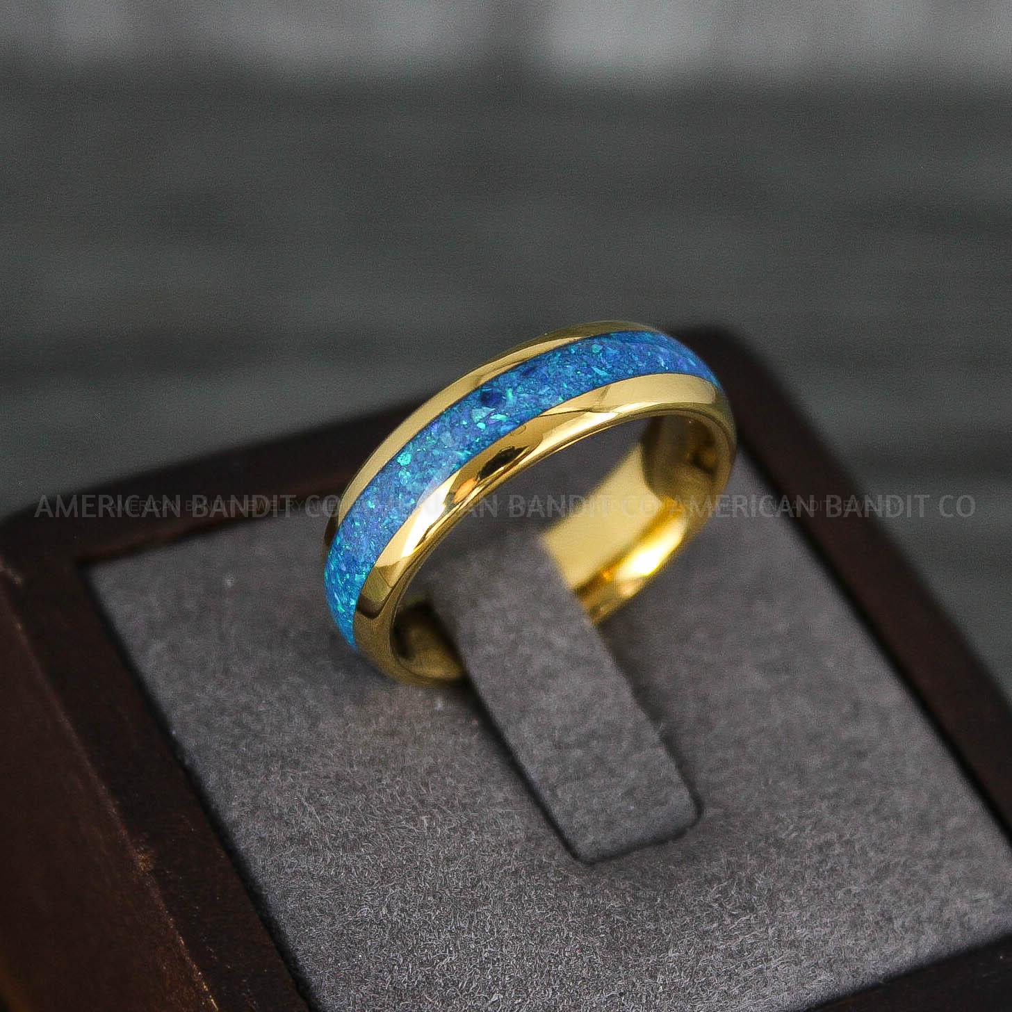 IMG_7891 Opal Ring, Opal Wedding Band, Galaxy Ring, Galaxy Wedding Band, Crushed Opal Wedding Ring - Image 1