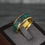 Opal Ring, Opal Wedding Band, Galaxy Ring, Galaxy Wedding Band, Crushed Opal Wedding Ring - Image 3