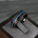 Blue Opal Ring, Wood Ring, Opal Wedding Band, Galaxy Ring, Galaxy Wedding Band, Crushed Opal Wedding Ring - Image 2