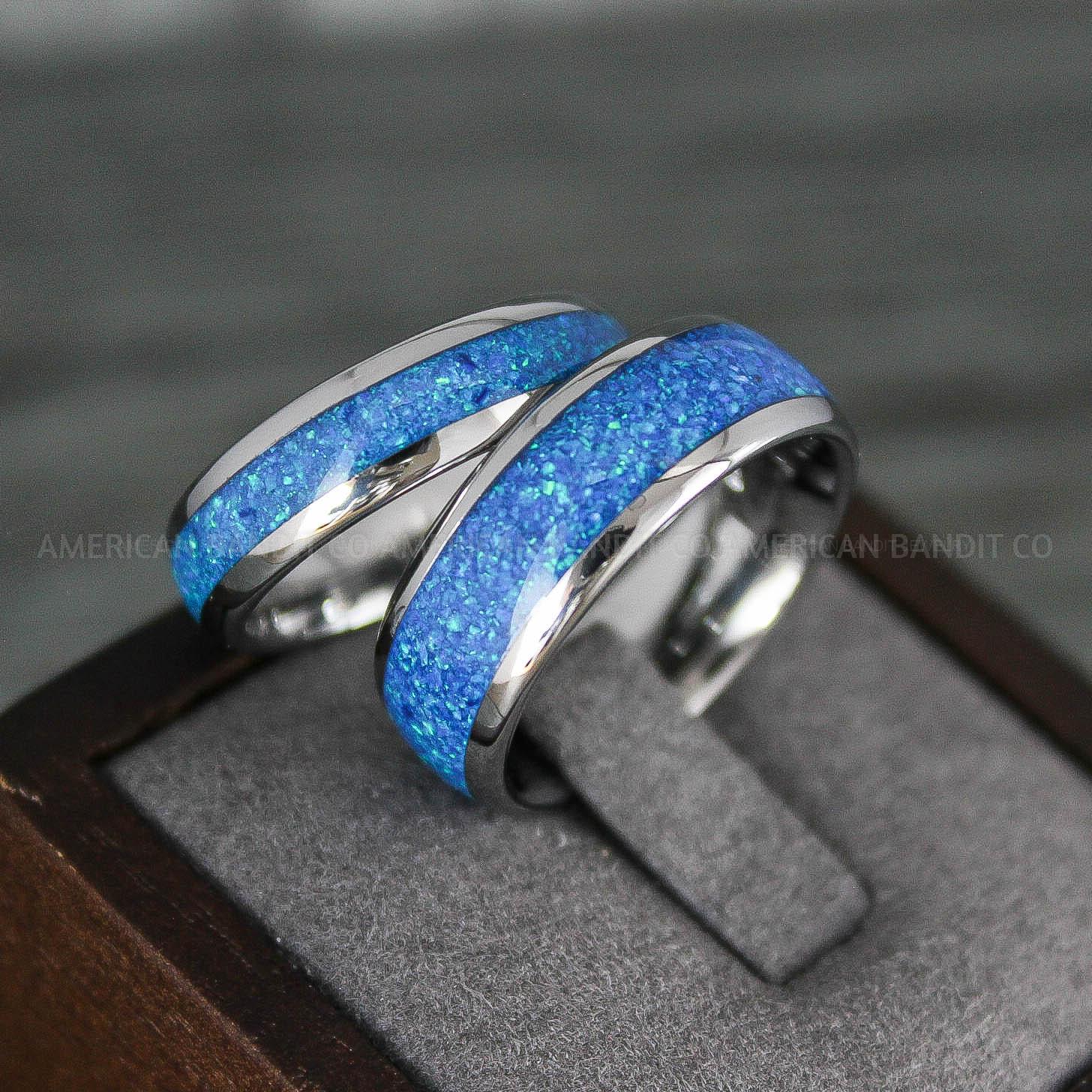 IMG_7899 Opal Rings, Opal Wedding Bands, Galaxy Rings, Galaxy Wedding Bands, Crushed Opal Wedding Rings - Image 1