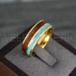 Turquoise Ring, Turquoise Wedding Ring, Turquoise Wedding Band, Turquoise Jewelry, Wood Ring, Wood Wedding Ring