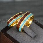 Turquoise Ring, Turquoise Wedding Ring, Turquoise Wedding Band, Turquoise Jewelry, Wood Ring, Wood Wedding Ring - Image 3