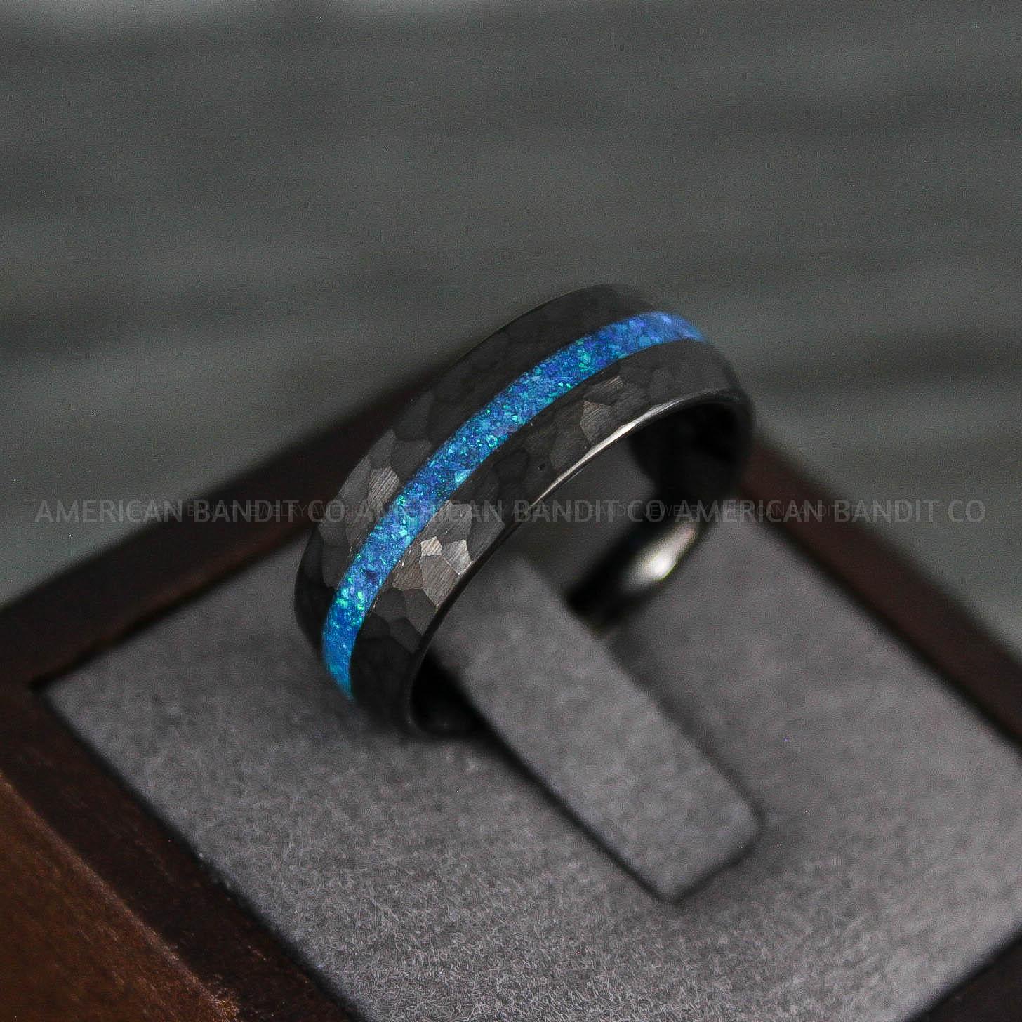 IMG_7906 Opal Ring, Opal Wedding Band, Galaxy Ring, Galaxy Wedding Band, Crushed Opal Wedding Ring - Image 1