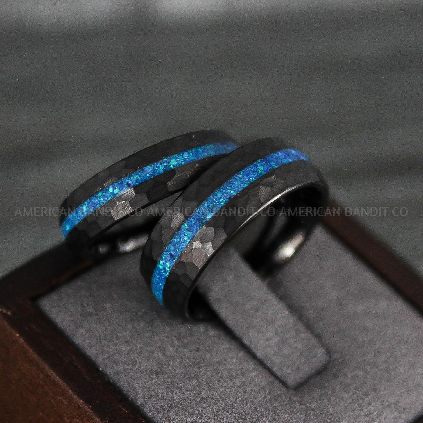 IMG_7907 Opal Ring, Opal Wedding Band, Galaxy Ring, Galaxy Wedding Band, Crushed Opal Wedding Ring - Image 1
