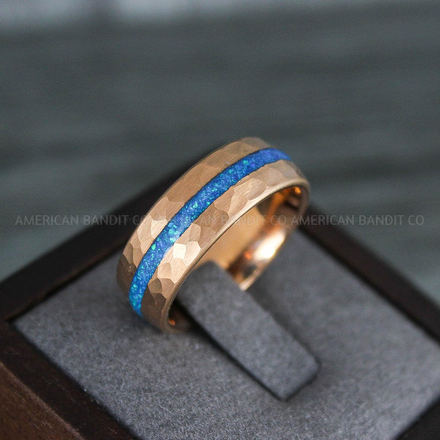 IMG_7908 Opal Ring, Opal Wedding Band, Galaxy Ring, Galaxy Wedding Band, Crushed Opal Wedding Ring - Image 1