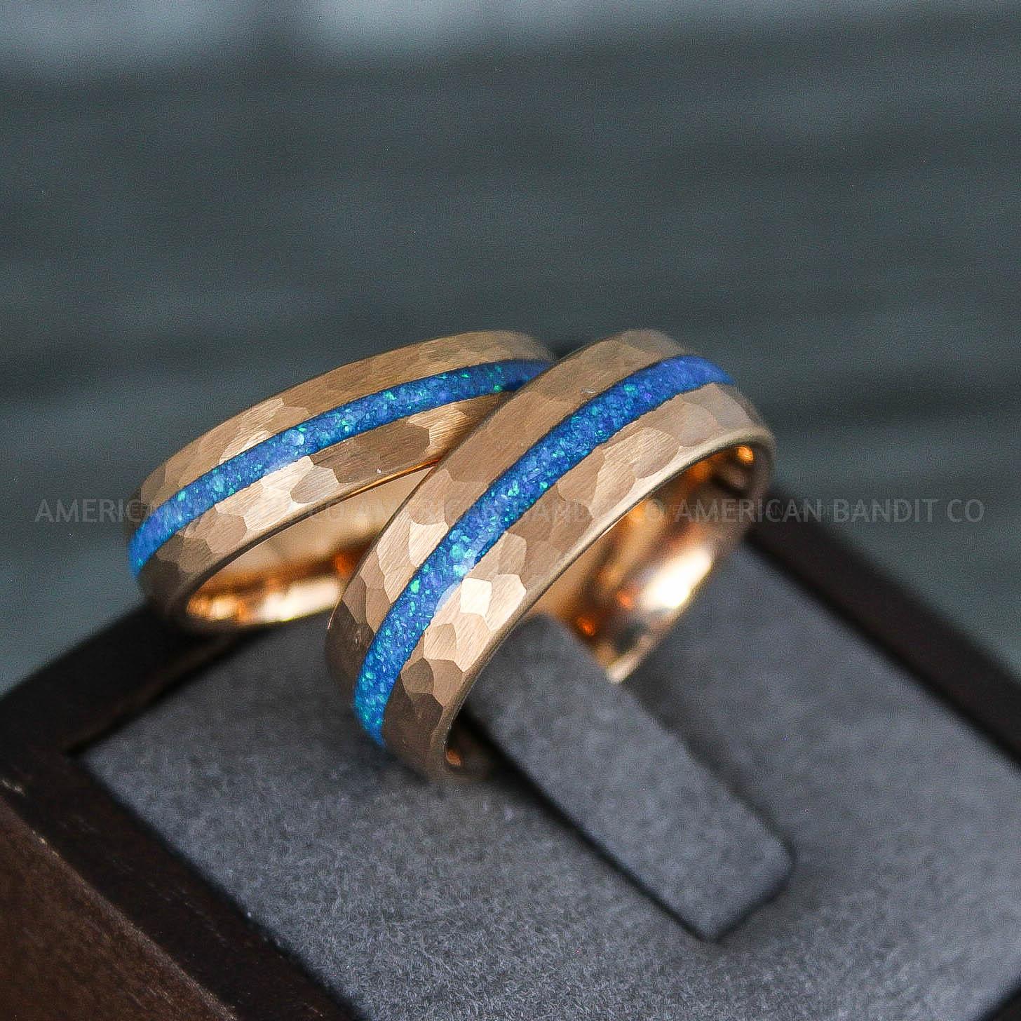 IMG_7909 Opal Ring, Opal Wedding Band, Galaxy Ring, Galaxy Wedding Band, Crushed Opal Wedding Ring - Image 1