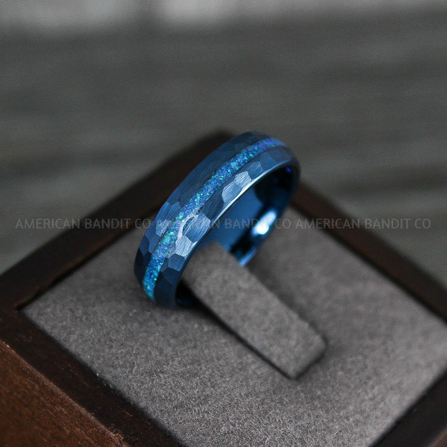 IMG_7915 Opal Ring, Opal Wedding Band, Galaxy Ring, Galaxy Wedding Band, Crushed Opal Wedding Ring - Image 1