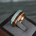 Turquoise Ring, Turquoise Wedding Ring, Turquoise Wedding Band, Turquoise Jewelry, Wood Ring, Wood Wedding Ring