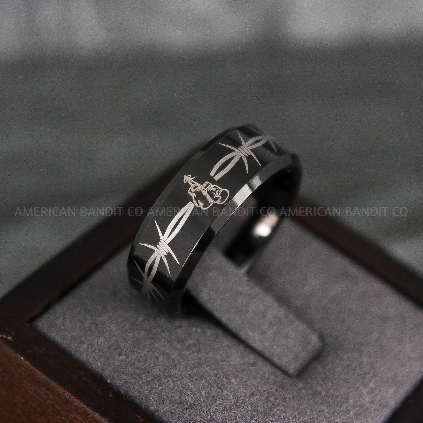IMG_7943 Boxing Ring, Boxer Ring, Boxing Jewelry, Barb Wire Ring, Barbed Wire Ring, Barb Wire Wedding Ring, Biker Ring, Black Wedding Band, Biker Wedding Band - Image 1