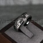 Forest Ring, Mountain Range Ring, Mountains Scene Ring, Wolf Ring, Hunting Wedding Band