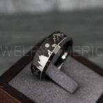 Forest Ring, Mountain Range Ring, Mountains Scene Ring, Wolf Ring, Hunting Wedding Band