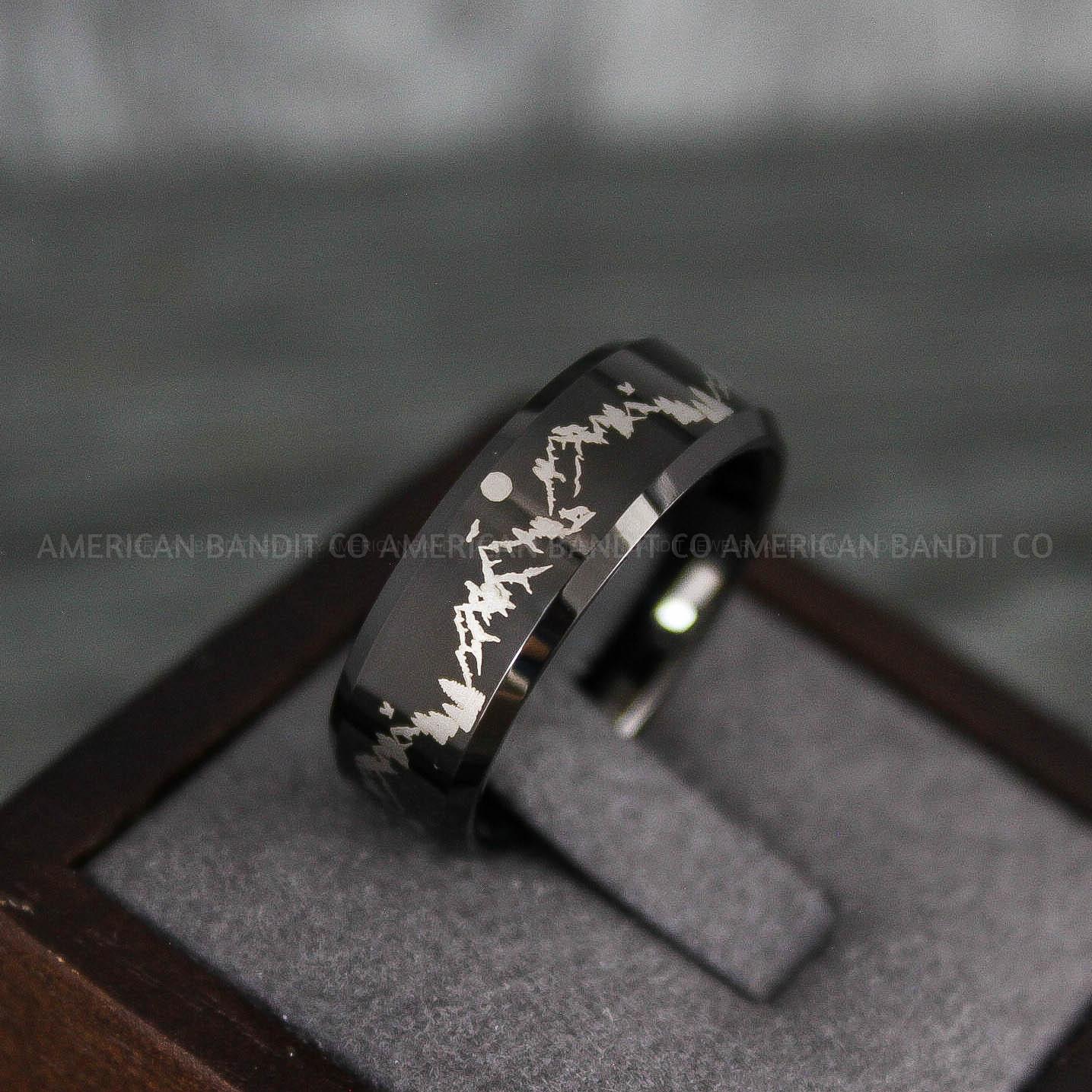 IMG_7952 Forest Ring, Mountain Range Ring, Mountains Scene Ring, Fishing Ring, Hunting Wedding Band - Image 1