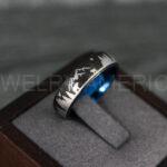 Forest Ring, Mountain Range Ring, Mountains Scene Ring, Wolf Ring, Hunting Wedding Band