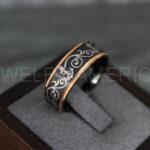 Nautical Ring, Anchor Rope Ring, Anchor Ring, Rope Ring, Anchor Wedding Ring, Black Wedding Band, Black Tungsten Band, Black Wedding Ring, Black Tungsten Wedding Ring