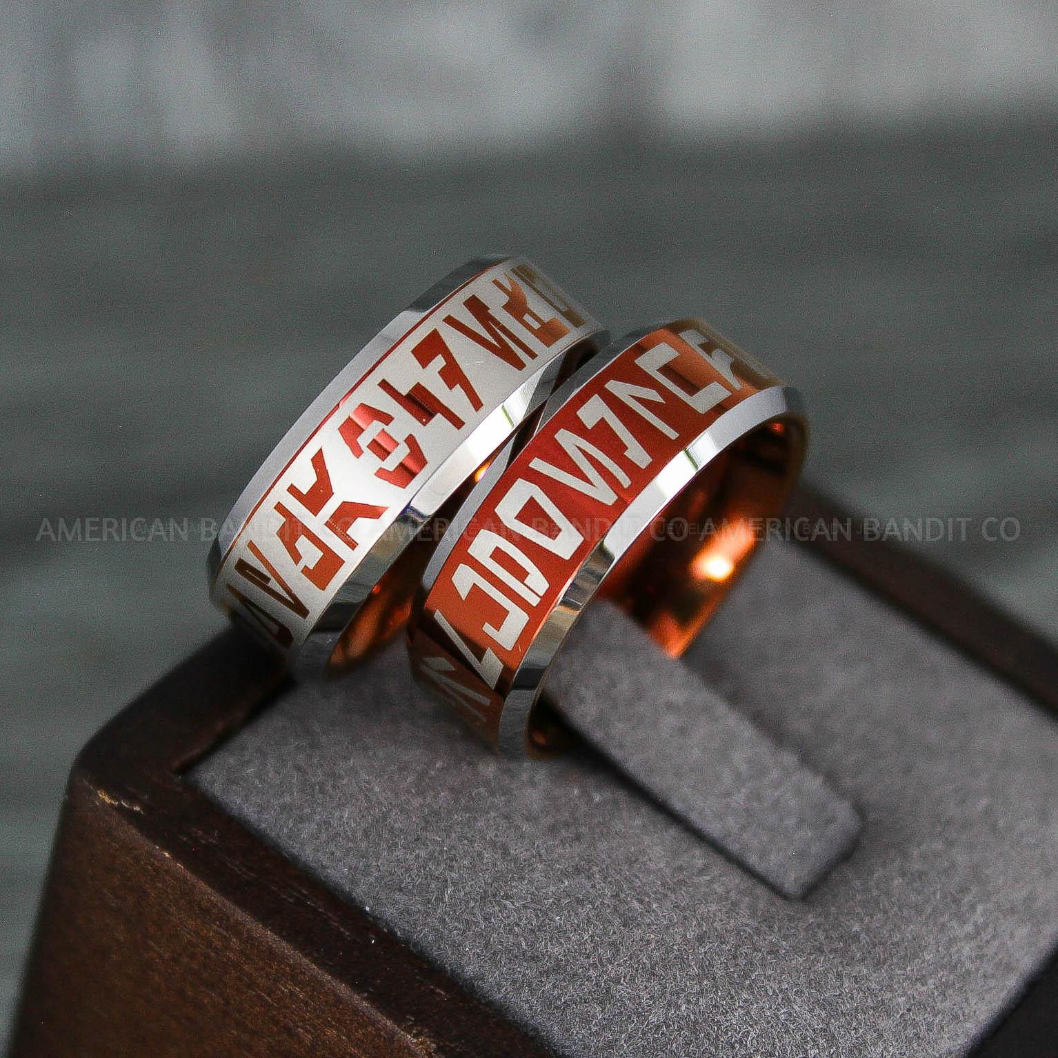 IMG_7967 Aurebesh Rings, Aurebesh Wedding Bands, Red Wedding Bands, Aurebesh Wedding Rings, Aurebesh Jewelry - Image 1