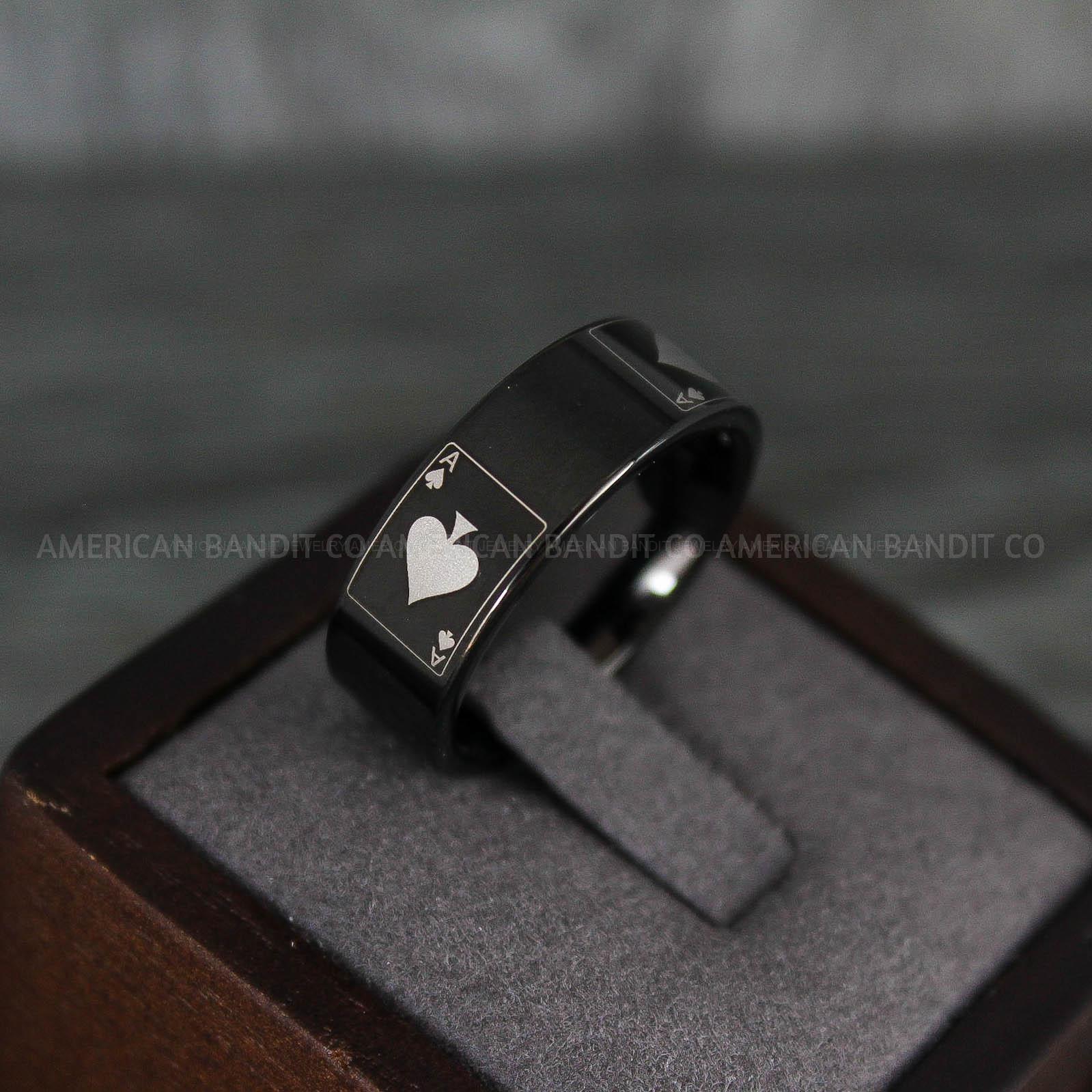 IMG_7977 Ace of Spades Rings, Poker Rings, Blackjack Rings, Poker Jewelry, Spade Rings, Spade Wedding Band - Image 1