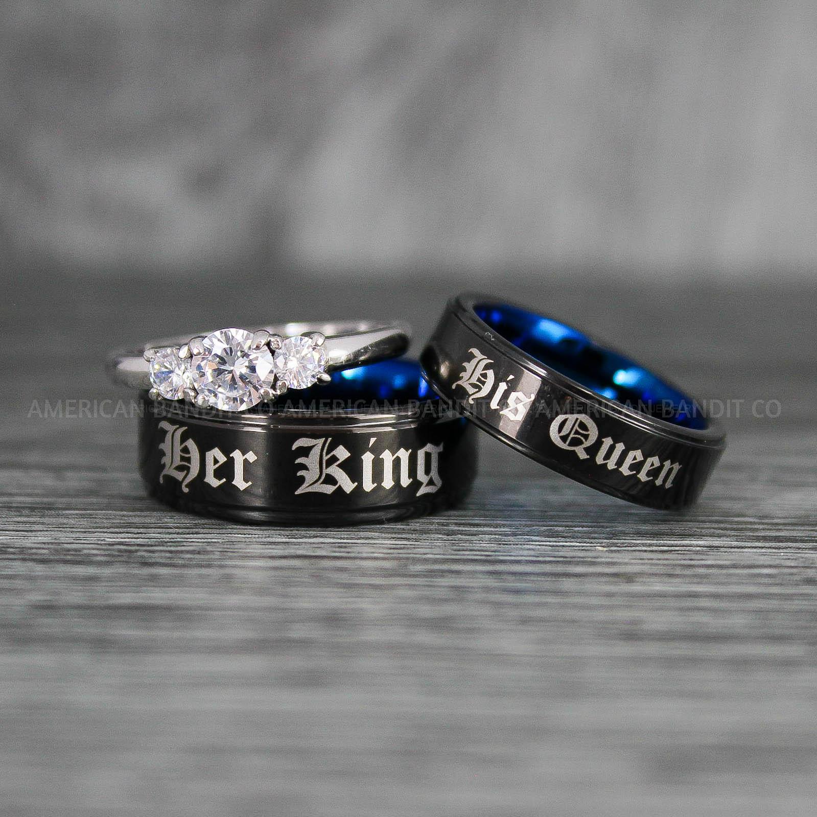 IMG_7992 King and Queen Rings, Her King His Queen Rings, King and Queen Rings, Couple Rings, Couple Wedding Bands - Image 1
