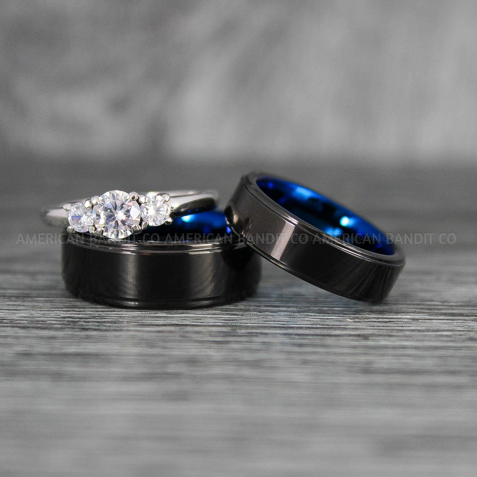 IMG_7995 Black Wedding Bands, Couple Rings, Couple Wedding Rings, Matching Rings, Matching Wedding Bands, Black Wedding Rings, Couple Jewelry - Image 1