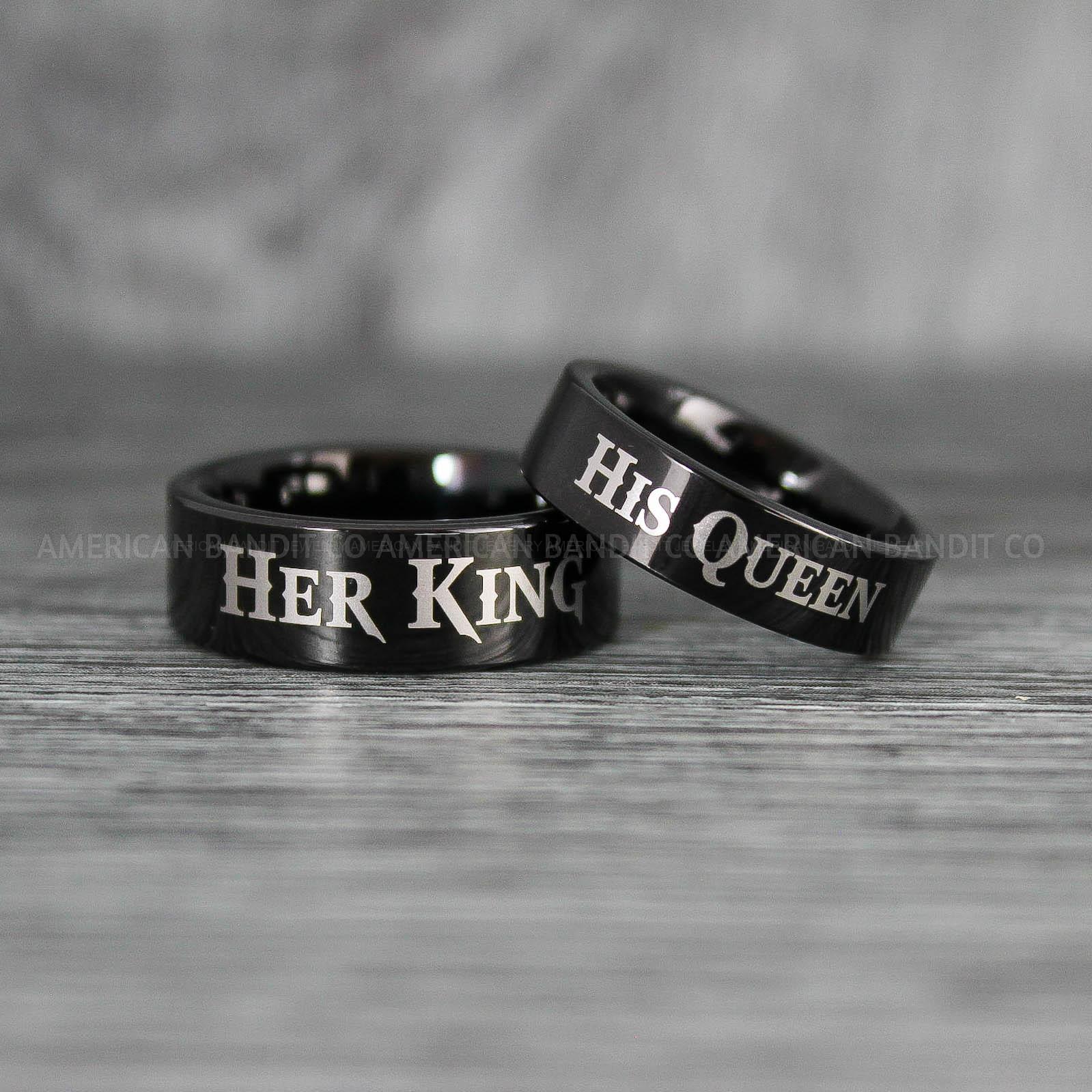 IMG_7996 Her King His Queen Rings, King and Queen Rings, Couple Rings, Couple Wedding Bands - Image 1
