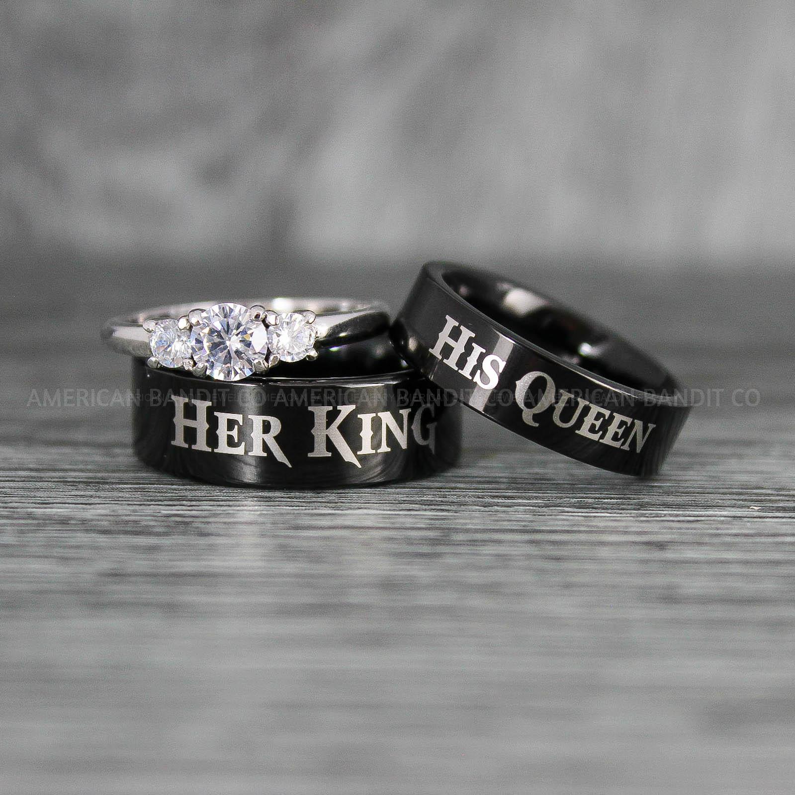 IMG_7997 King and Queen Rings, Her King His Queen Rings, King and Queen Rings, Couple Rings, Couple Wedding Bands - Image 1