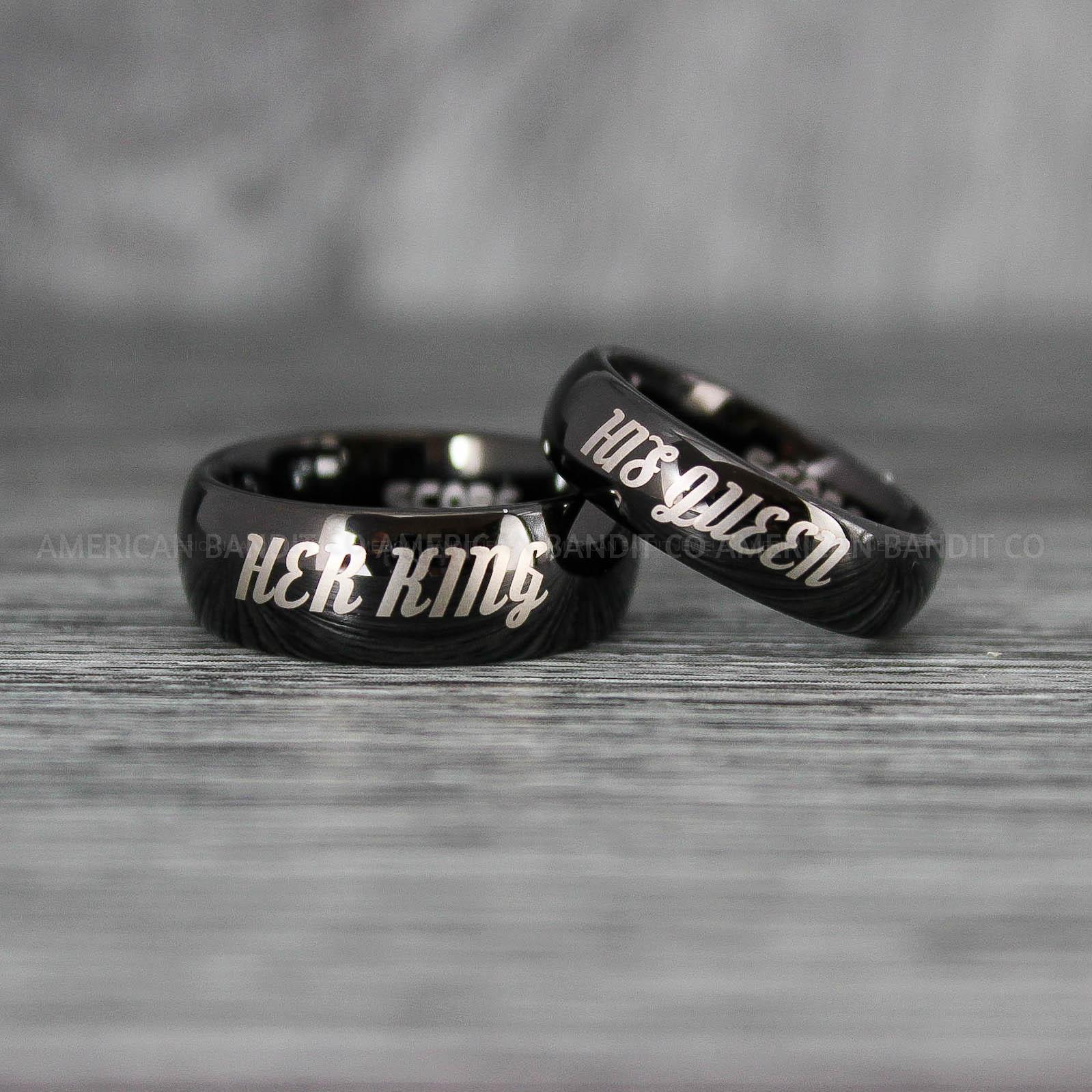 IMG_8002 Her King His Queen Rings, King and Queen Rings, Couple Rings, Couple Wedding Bands - Image 1