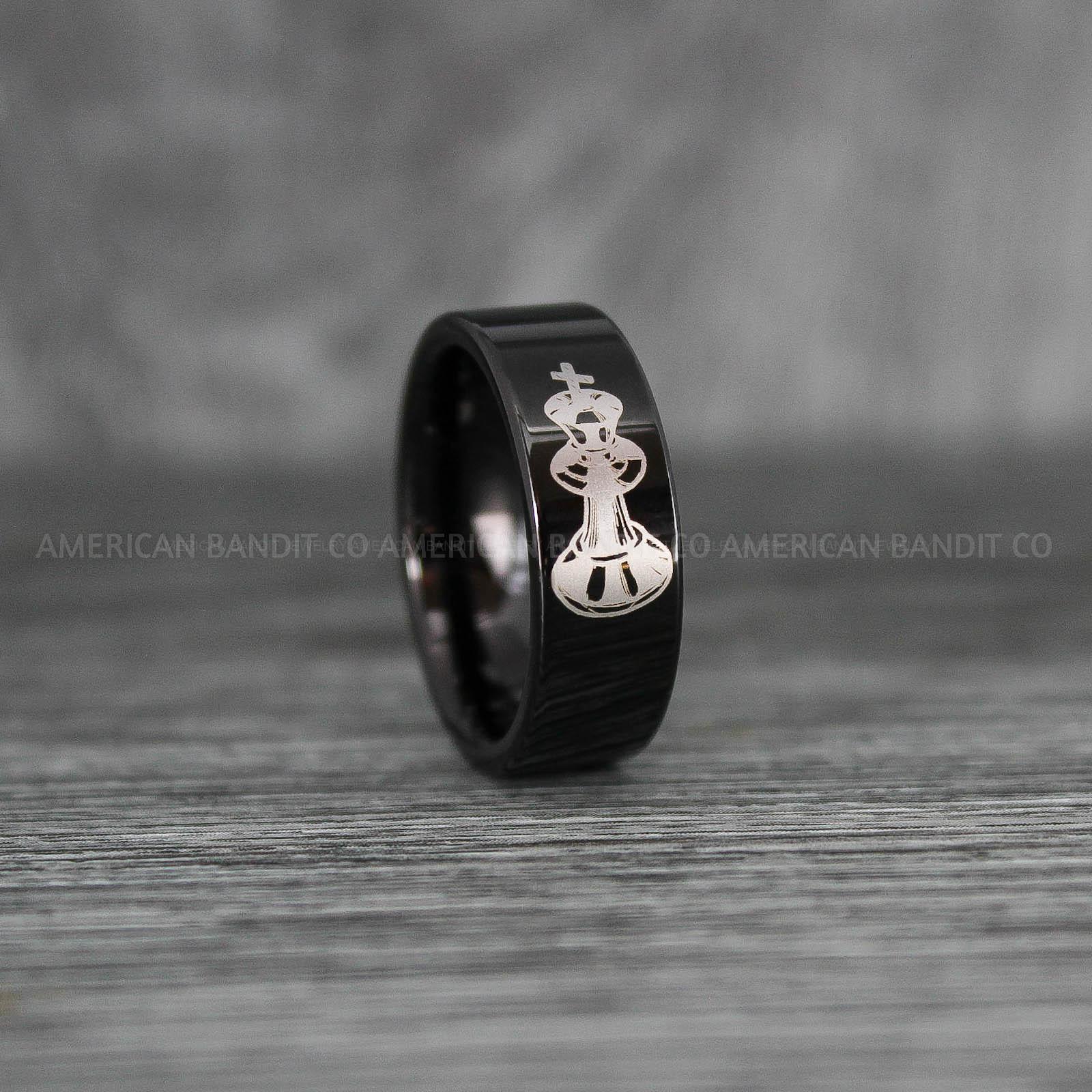 IMG_8016 Chess Ring, Chess Pieces Ring, King Ring, Chess King Ring, Chess Jewelry, Black Wedding Band - Image 1