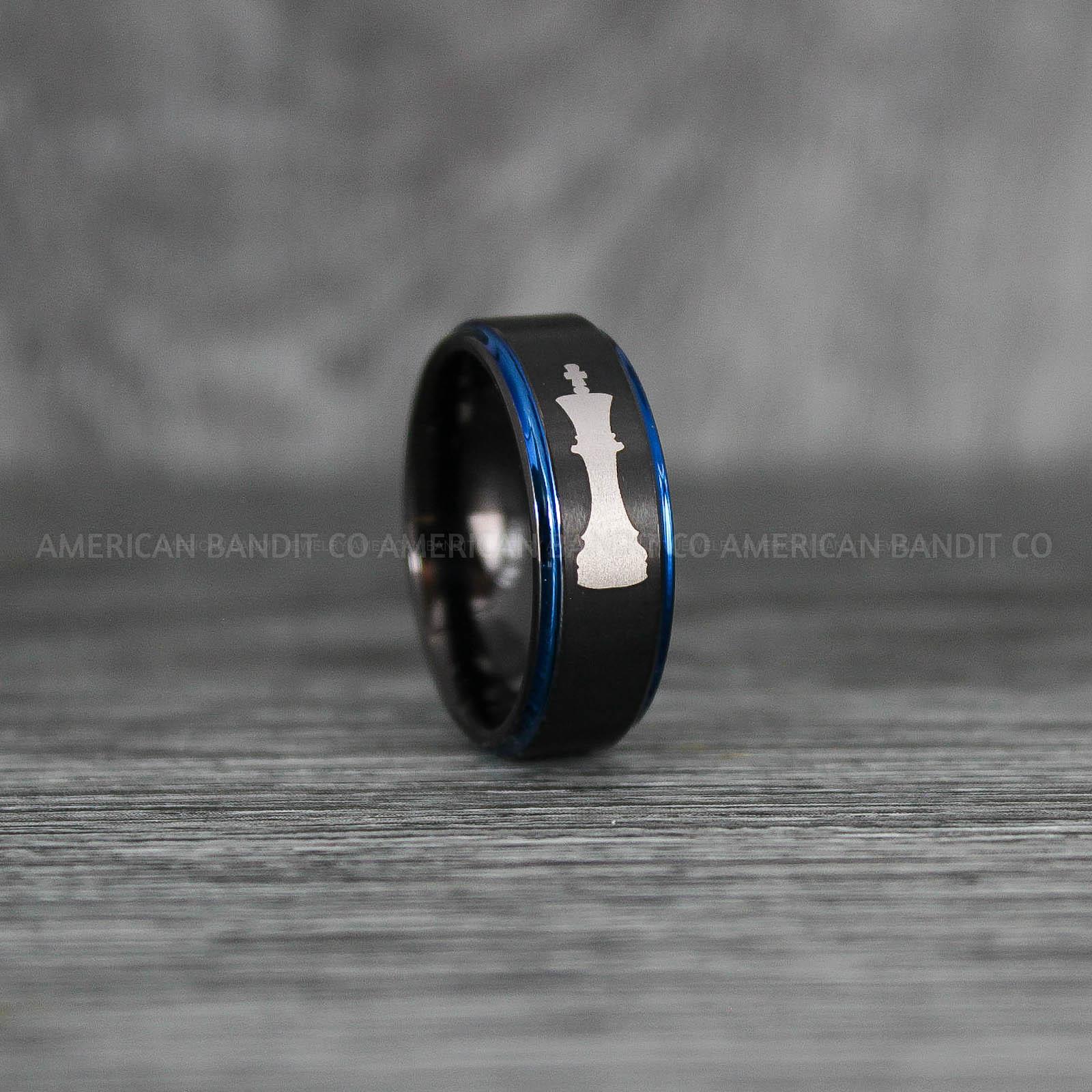 IMG_8021 Chess Ring, Chess Pieces Ring, King Ring, Chess King Ring, Chess Jewelry, Black Wedding Band - Image 1