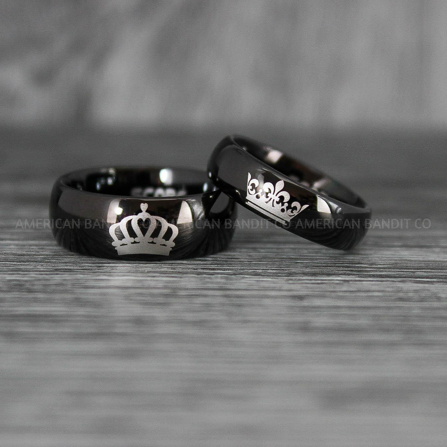 IMG_8025 Her King His Queen Rings, King and Queen Rings, Couple Rings, Couple Wedding Bands - Image 1