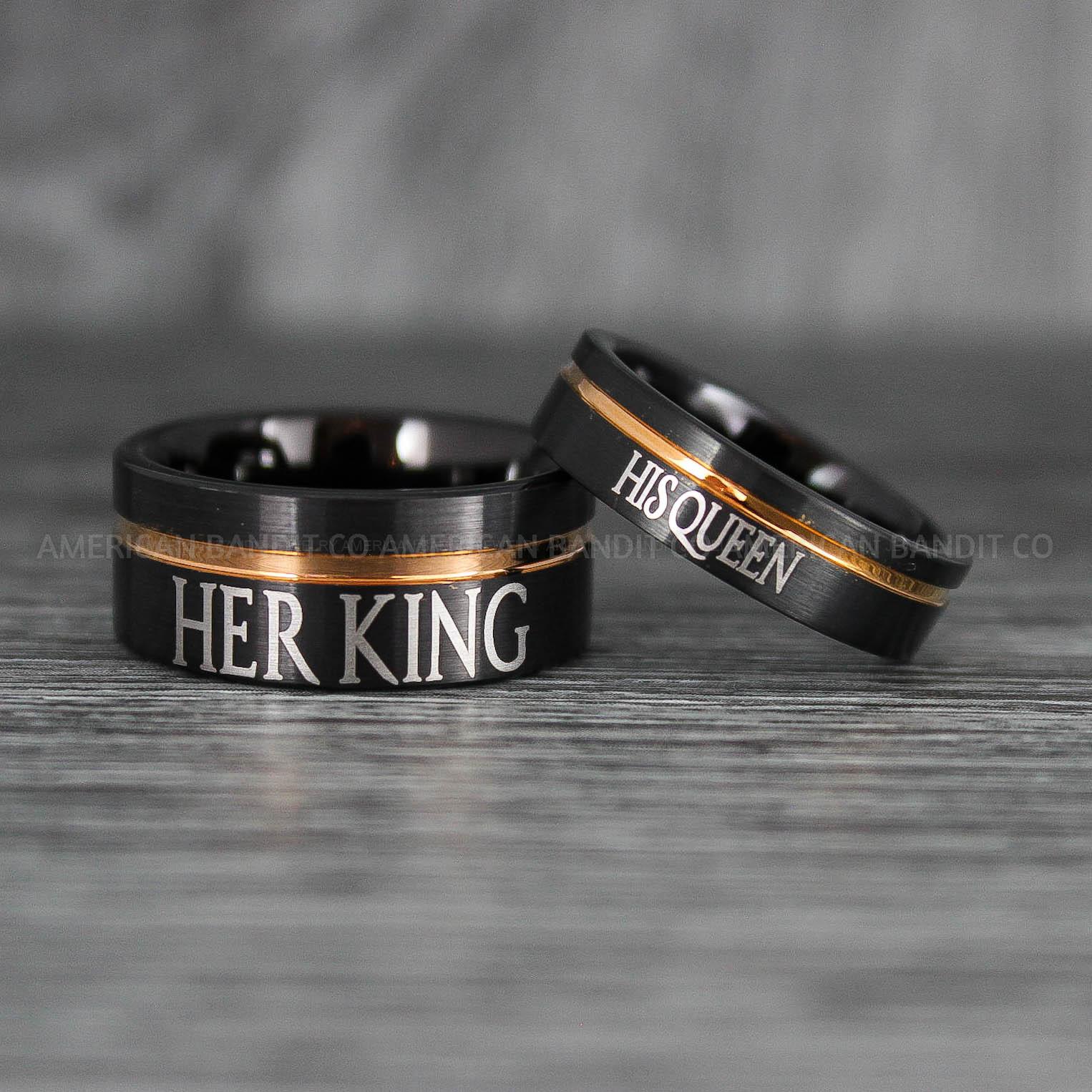IMG_8030 Her King His Queen Rings, King and Queen Rings, Couple Rings, Couple Wedding Bands - Image 1