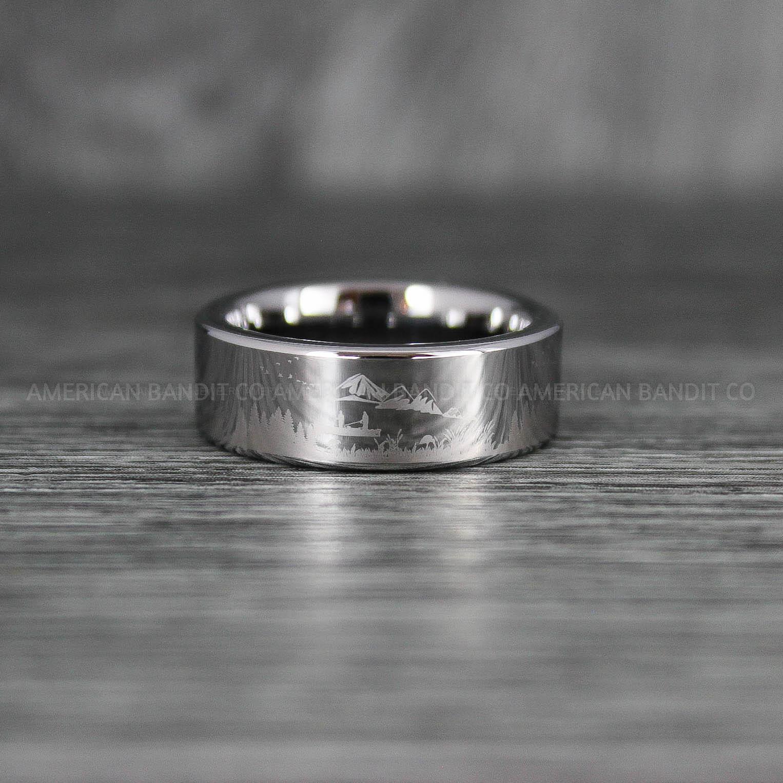 IMG_8042 Forest Ring, Mountain Range Ring, Mountains Scene Ring, Fishing Ring, Hunting Wedding Band - Image 1