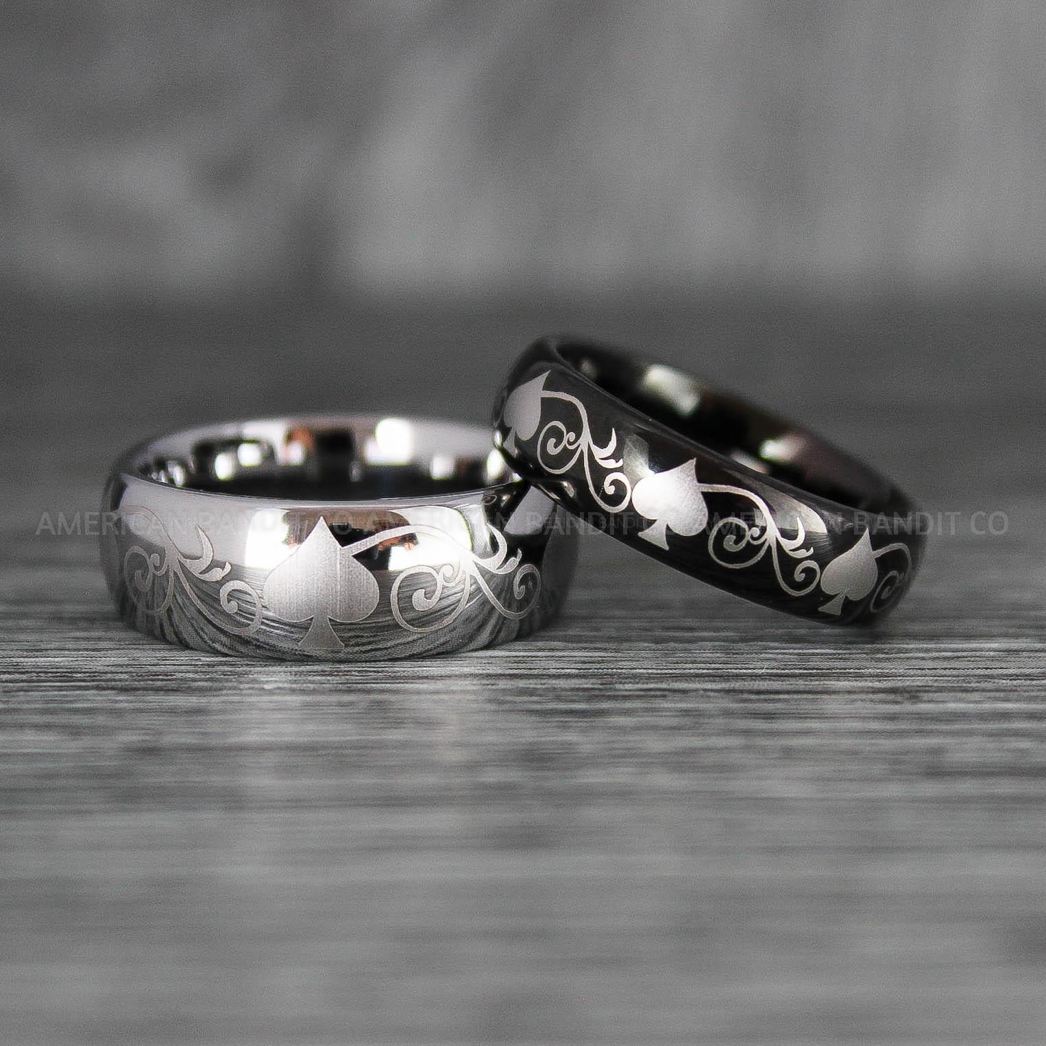 IMG_8045 Ace of Spades Rings, Poker Rings, Blackjack Rings, Poker Jewelry, Spade Rings, Spade Wedding Bands - Image 1