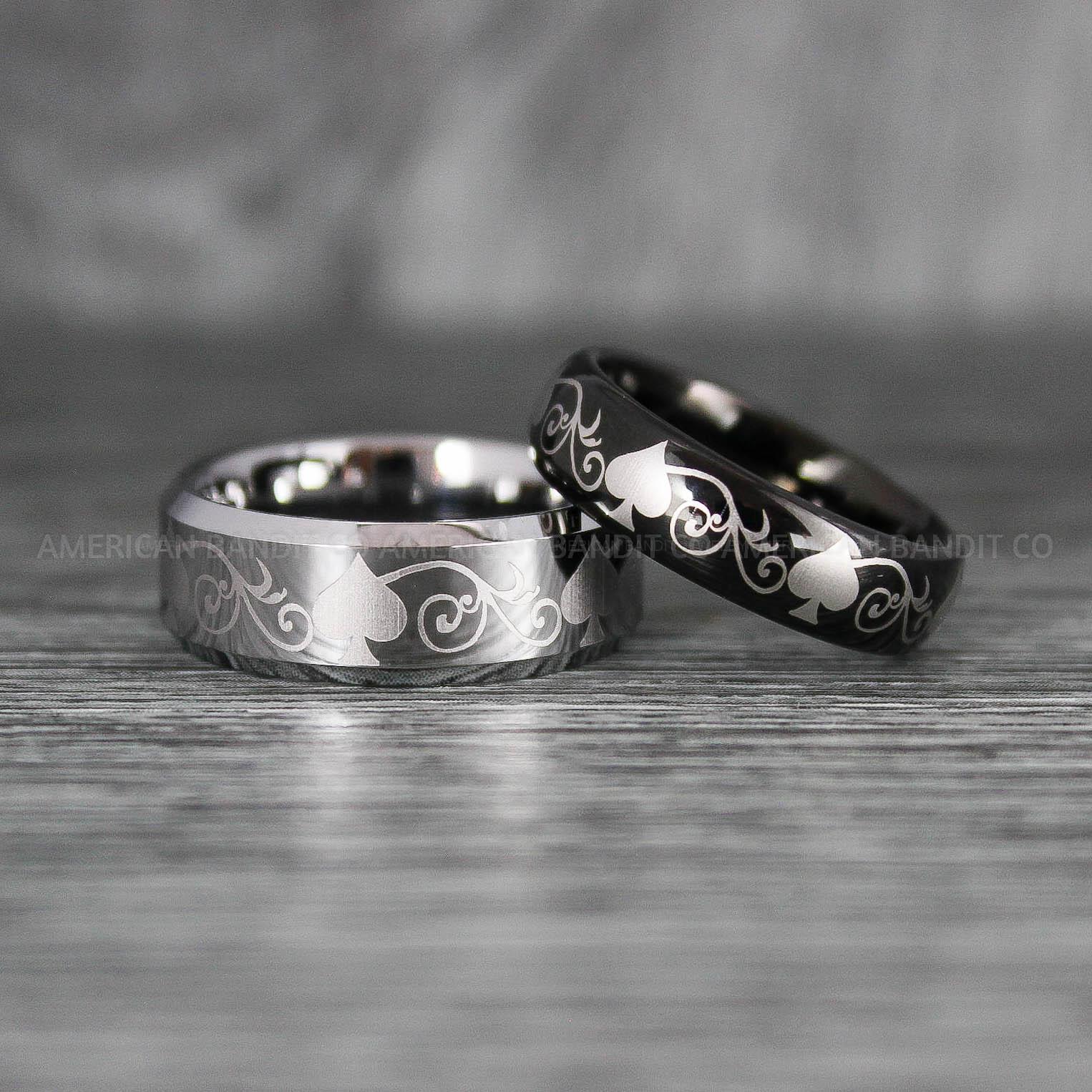 IMG_8047 Ace of Spades Rings, Poker Rings, Blackjack Rings, Poker Jewelry, Spade Rings, Spade Wedding Bands - Image 1