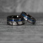 Til Valhalla Rings, Viking Rings, Runes Rings, Valknut Rings, Nordic Rings, Norsemen Rings, Nordic Runes Rings, Black Tungsten Bands - Image 3