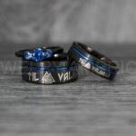 Til Valhalla Rings, Viking Rings, Runes Rings, Valknut Rings, Nordic Rings, Norsemen Rings, Nordic Runes Rings, Black Tungsten Bands