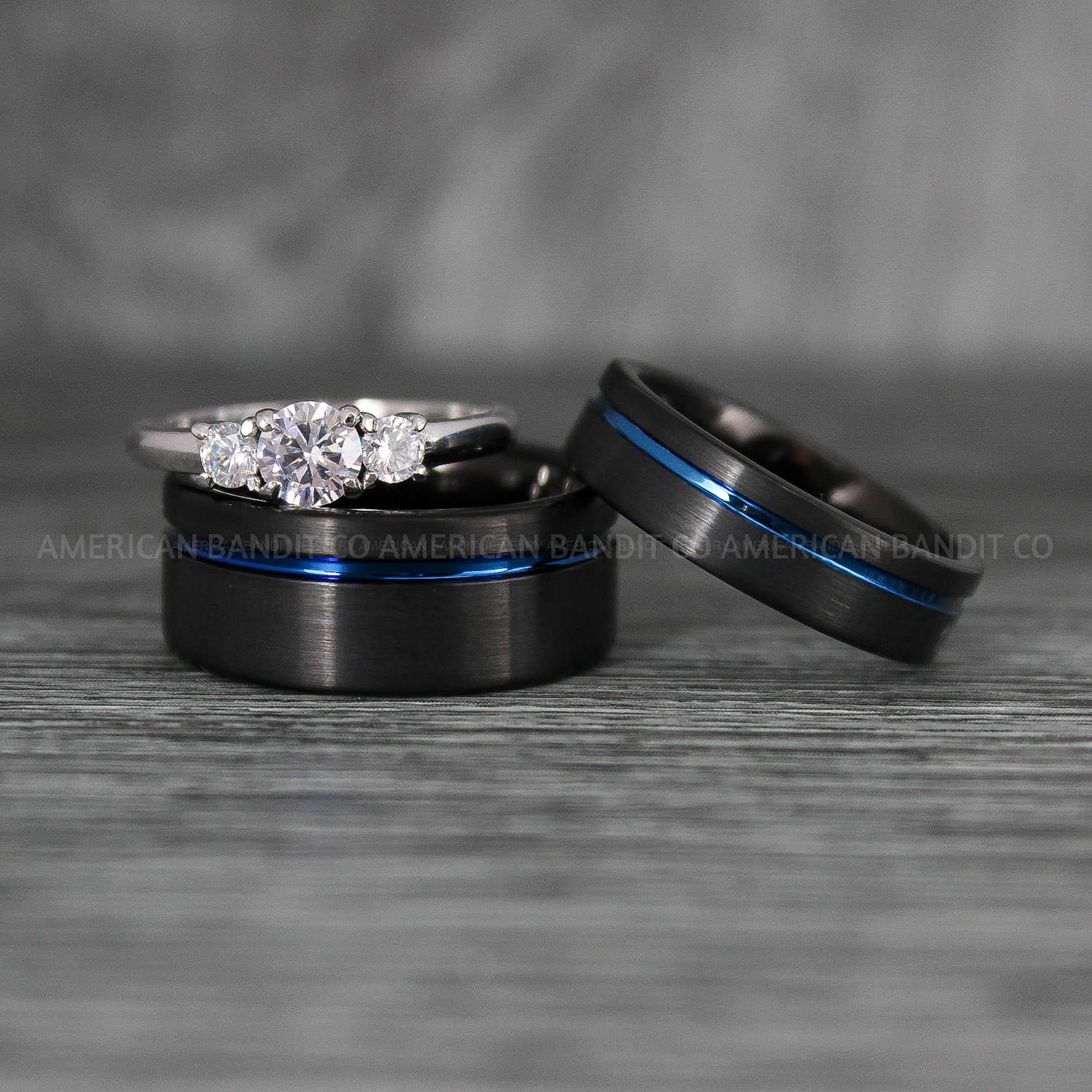 IMG_8075 Black Wedding Bands, Couple Rings, Couple Wedding Rings, Matching Rings, Matching Wedding Bands, Black Wedding Rings, Couple Jewelry - Image 1