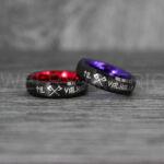 Til Valhalla Rings, Viking Rings, Runes Rings, Valknut Rings, Nordic Rings, Norsemen Rings, Nordic Runes Rings, Black Tungsten Bands