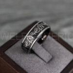 Star Trek Ring, Star Trek Wedding Band, Black Star Trek Wedding Ring, Star Trek Wedding Ring, Star Trek Jewelry