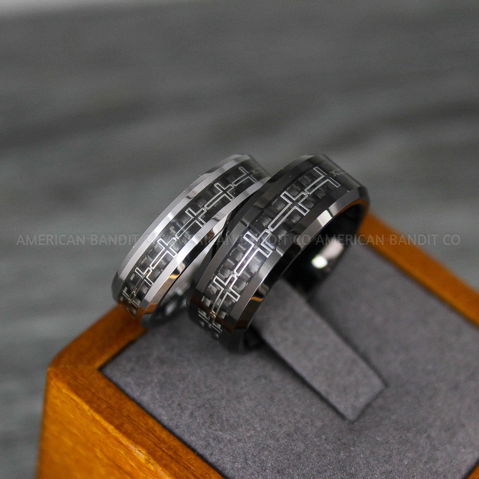 IMG_8149 Cross Rings, Religious Rings, Black Wedding Bands, Black Wedding Rings, Cross Wedding Bands - Image 1