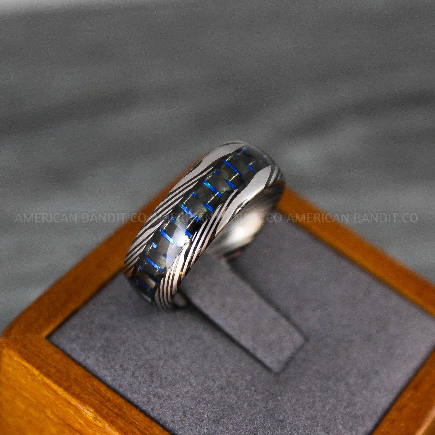 IMG_8150 Damascus Steel Ring, Damascus Steel Wedding Band, Damascus Steel Jewelry, Damascus Steel Wedding Ring - Image 1