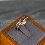 Rose Gold Wedding Ring, Rose Gold Wedding Band, Rose Gold Ring with Black Carbon Fiber Inlay