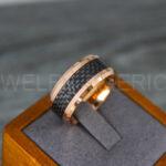 Rose Gold Wedding Rings, Rose Gold Wedding Bands, Rose Gold Rings with Black Carbon Fiber Inlay - Image 3