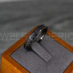 Black Wedding Ring, Black Wedding Band, Black Ring with Black Carbon Fiber Inlay