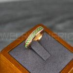 Rose Gold Wedding Ring, Rose Gold Wedding Band, Rose Gold Ring with Green Carbon Fiber Inlay