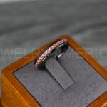 Black Wedding Ring, Black Wedding Band, Black Ring with Pink Carbon Fiber Inlay