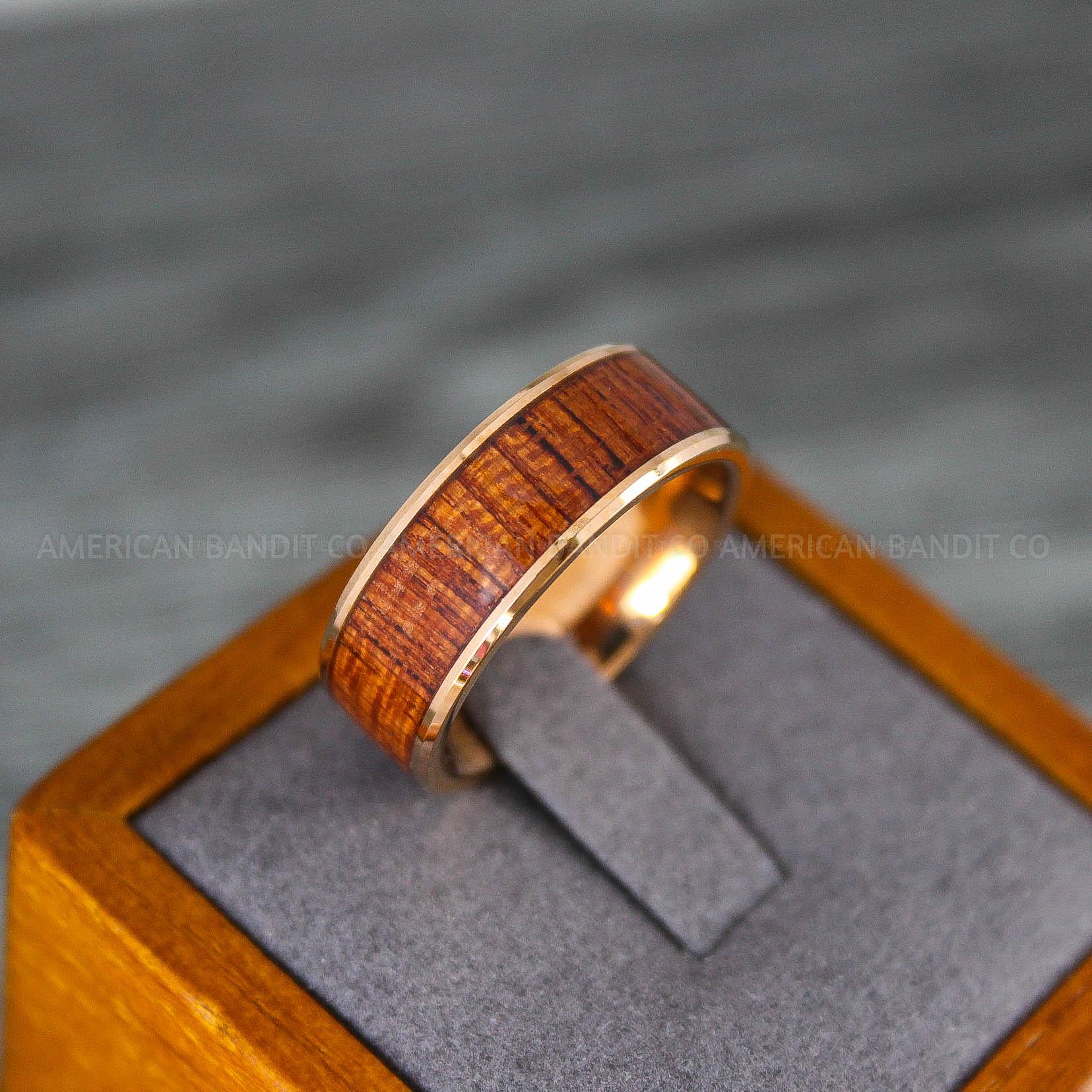 IMG_8177 Wood Ring, Wood Wedding Band, Wood Ring, Rose Gold Wedding Band, Wood Wedding Ring, Rose Gold Wedding Ring - Image 1