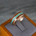 Turquoise Ring, Turquoise Wedding Ring, Turquoise Wedding Band, Turquoise Jewelry, Wood Ring, Wood Wedding Ring