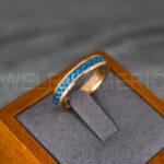 Rose Gold Wedding Band, Rose Gold Wedding Ring, Rose Gold Tungsten Ring with Blue Carbon Fiber Inlay, 4mm Rose Gold Ring